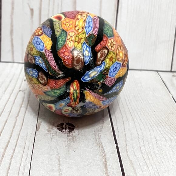 Large 5” Multi-Colored Millefiori Egg Shaped Candle - Picture 5 of 8